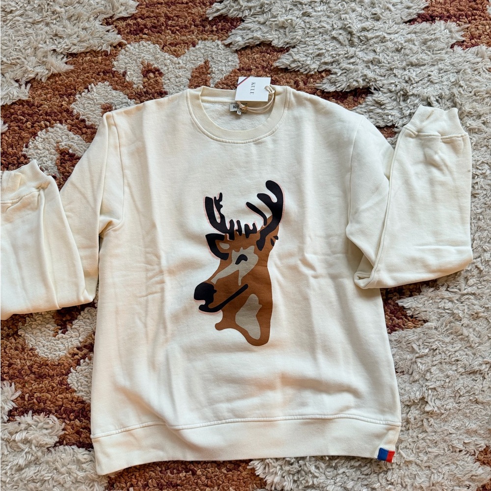KULE Cream Raleigh O Deer Graphic Sweater
